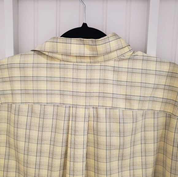 RoundTree & Yorke Large Tall Short Sleeve Yellow  Blue Plaid Button Down Shirt - Picture 10 of 13